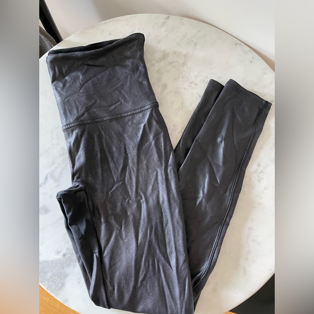 Spanx black pleather leggings